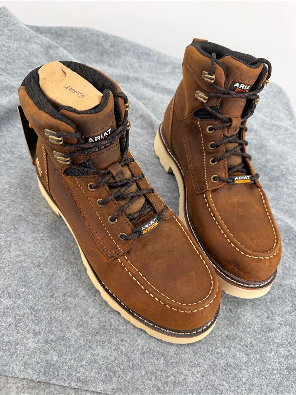 Ariat Work Rebar Lift dry shield slip resistant   Leather Lace-Up Work Boots NWT